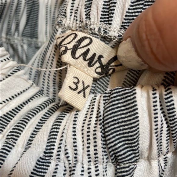 Grey and White Striped Plus Size Romper - Picture 5 of 6